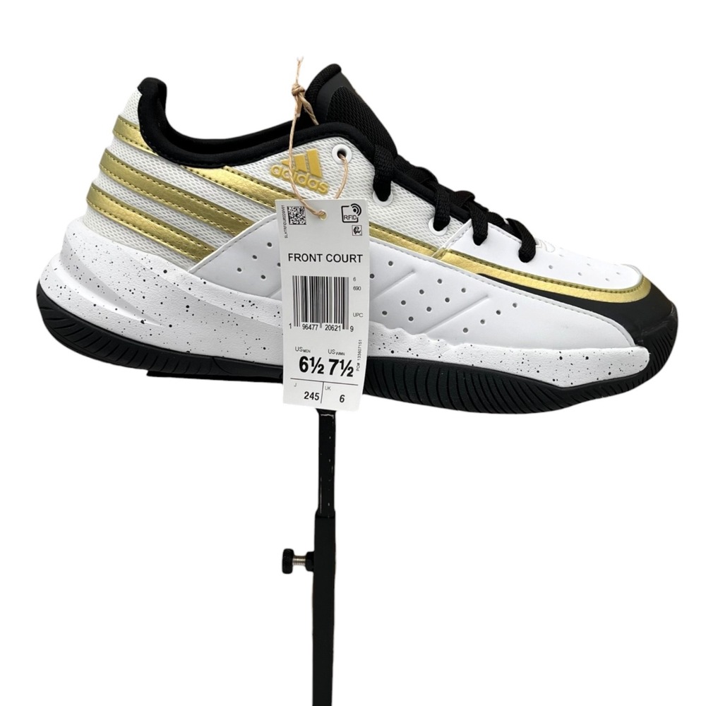 Adidas Unisex Front Court Sneaker Mens 6.5/Womens 7.5 White/Black/Gold Metallic